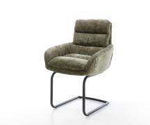 Freischwinger Abelia-Flex mit Armlehnen Chenille Olive Freischwinger r...