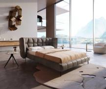 Polsterbettgestell Capujo 140x200 cm Mikrofaser Taupe Vintage