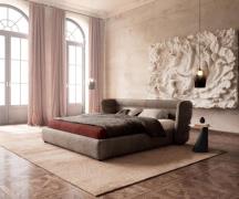 Polsterbettgestell Simea 180x200 cm Mikrofaser Taupe Vintage
