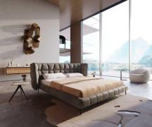 Polsterbettgestell Capujo 180x200 cm Mikrofaser Taupe Vintage