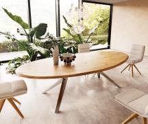 Esstisch Edge Oval 280x130x2,5 Eiche Natur Zenthara kantig Edelstahl F...
