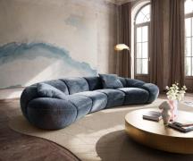 Big-Sofa Lunna 360x175 cm Chenille Blau 2 Kissen