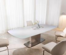 Esstisch Edge Boot 240x120 Reliefglas Perlmutt 3D-Design Wave Edelstah...