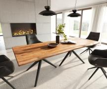 Esstisch Edge 240x100 Akazie Natur Estelar rund Metall Schwarz Live-Ed...