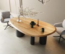 Esstisch Edge Oval 220x120x2,5 Eiche Natur Troa Metall Schwarz Flow-Ed...