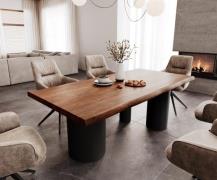 Esstisch Edge 200x100 XL Akazie Braun Troa Metall Schwarz Live-Edge