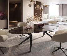 Esstisch Edge Oval 280x130 Keramik Laminam®Emperador Extra Lucidato Du...