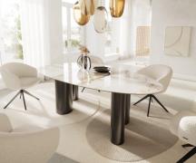 Esstisch Edge Oval 220x120 Keramik Minas Melange Weiß-Beige Pilier Ede...