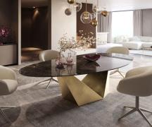 Esstisch Edge Oval 280x130 Keramik Laminam® Emperador Extra Lucidato D...
