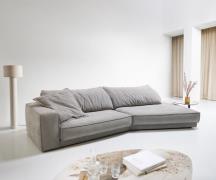 Big-Sofa Snoosh 400x150 cm Strukturstoff Soft Grau Recamiere rechts