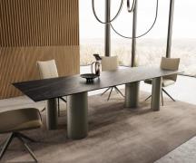 Esstisch Edge 300x100 Keramik Laminam®Noir Desir Braun Pilier Metall E...