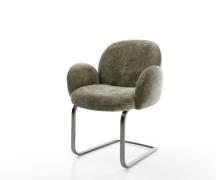 Freischwinger Nube-Flex mit Armlehnen Chenille Olive Freischwinger fla...