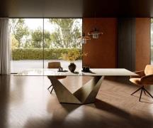 Esstisch Edge 300x100 Keramik Laminam® Onice Oro ?Prisma Metallic Gold