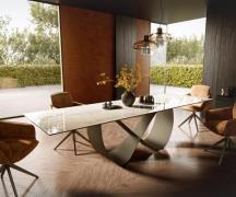 Esstisch Edge 300x100 Keramik Laminam® Onice Oro ?Infinity Metall Effe...