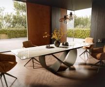 Esstisch Edge 200-300x100 Keramik Laminam® Onice Oro Infinity Metall E...