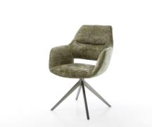 Drehstuhl Yago-Flex mit Armlehnen Chenille Olive Kreuzgestell breit Gr...