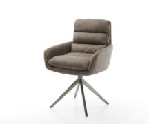 Drehstuhl Abelia-Flex mit Armlehnen Mikrofaser Taupe Vintage Kreuzgest...