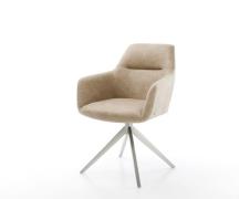 Drehstuhl Pejo-Flex Mikrofaser Beige Vintage Kreuzgestell breit Edelst...