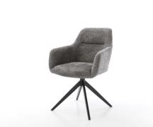 Drehstuhl Pejo-Flex Bouclé Grau Kreuzgestell breit Schwarz 360° drehba...
