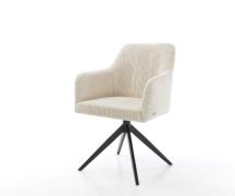 Drehstuhl Greg-Flex Cord Beige Kreuzgestell breit Schwarz 360° drehbar...