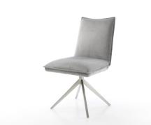 Drehstuhl Lelio-Flex Samt Grau Kreuzgestell breit Edelstahl 360° drehb...