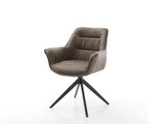Drehstuhl Kaira-Flex Mikrofaser Taupe Vintage Kreuzgestell breit Schwa...