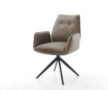 Drehstuhl Zoa-Flex Mikrofaser Taupe Vintage Kreuzgestell breit Schwarz...