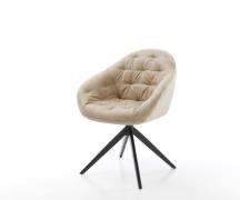 Drehstuhl Gaio-Flex Mikrofaser Beige Vintage Kreuzgestell breit Schwar...
