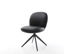 Drehstuhl Nube-Flex Echt-Leder Schwarz Kreuzgestell breit Schwarz 360°...