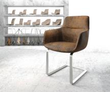 Schwingstuhl Pejo-Flex Braun Antik Freischwinger flach Edelstahl
