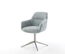 Drehstuhl Pejo-Flex Chenille Pastellblau Fußkreuz Edelstahl 360° drehb...