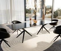 Esstisch Edge 300x100 Reliefglas Rauchschwarz 3D-Design Estelar rund M...