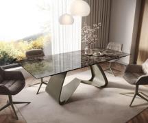 Esstisch Edge 180-220x100 Keramik Laminam® Emperador Extra Lucidato Du...