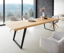Esstisch Edge 260x100 Eiche Natur Metall Schräg Schwarz Live-Edge