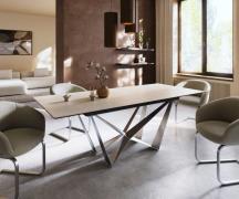 Esstisch Edge 180-220x100 Keramik Laminam® Travertino Bianco Creme-Wei...