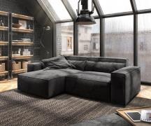 Ecksofa Sirpio 230x150 cm Mikrofaser Schwarz Recamiere variabel mit Ho...