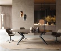 Esstisch Edge Oval 280x130 Reliefglas Rauchschwarz 3D-Design Zenthara ...