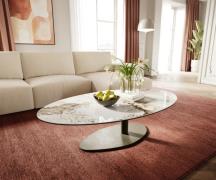 Couchtisch Edge Oval 140x80 cm Keramik Minas Melange Vibany Metall Eff...