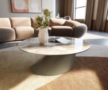 Couchtisch Edge Rund 90x90 cm Keramik Minas Melange Conis Metall Effek...