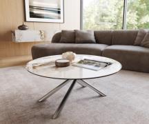 Couchtisch Edge Rund 100x100 cm Keramik Minas Melange Sarity Edelstahl...