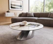 Couchtisch Edge Rund 100x100 cm Keramik Minas Melange Parabi Edelstahl...