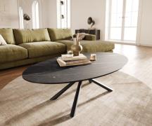Couchtisch Edge Oval 140x80 cm Keramik Laminam® Noir Desir Braun Sarit...