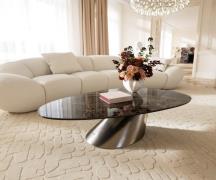 Couchtisch Edge Oval 140x75 cm Keramik Laminam® Emperador Extra Lucida...