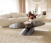 Couchtisch Edge Oval 140x75 cm Keramik Laminam® Emperador Extra Lucida...