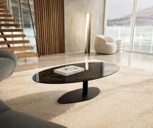 Couchtisch Edge Oval 140x80 cm Keramik Laminam® Emperador Extra Lucida...