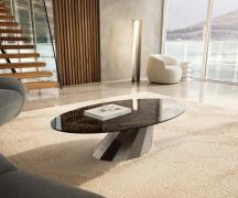 Couchtisch Edge Oval 140x80 cm Keramik Laminam® Emperador Extra Lucida...