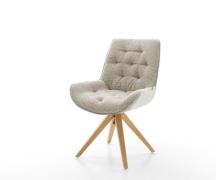 Drehstuhl Taimi-Flex Webstoff Soft Beige Holzgestell kantig Natur 180°...