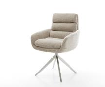Drehstuhl Abelia-Flex mit Armlehnen Webstoff Soft Beige Kreuzgestell b...