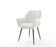 Esszimmerstuhl Keila-Flex mit Armlehnen Bouclé Soft Beige 4-Fuß konisc...