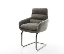 Freischwinger Abelia-Flex mit Armlehnen Bouclé Soft Schlamm Freischwin...